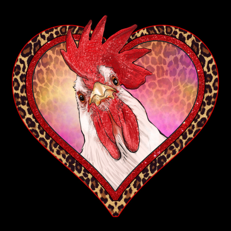 Valentine's Day Rooster With Leopard Heart Long Sleeve Tee by RanaPortraitStore | Teevron