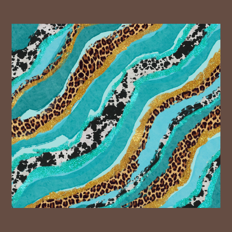 Turquoise Brushstrokes With Leopard And Cowhide Long Sleeve Tee by RanaPortraitStore | Teevron