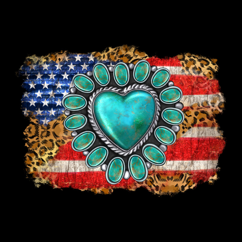 American Flag Leopard Turquoise Gemstone Zipper Hoodie by Neo Western | Teevron