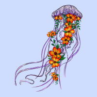 Light Purple Jellyfish And Floral Urban Heavy Tee | Teevron