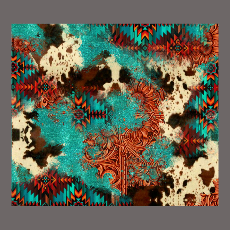 Serape Turquoise Glitter Cowhide  Tooled Leather  Tumbler Classic Tee by FaDigitalArtStudio | Teevron