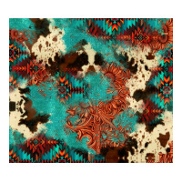 Serape Turquoise Glitter Cowhide  Tooled Leather  Tumbler | Teevron