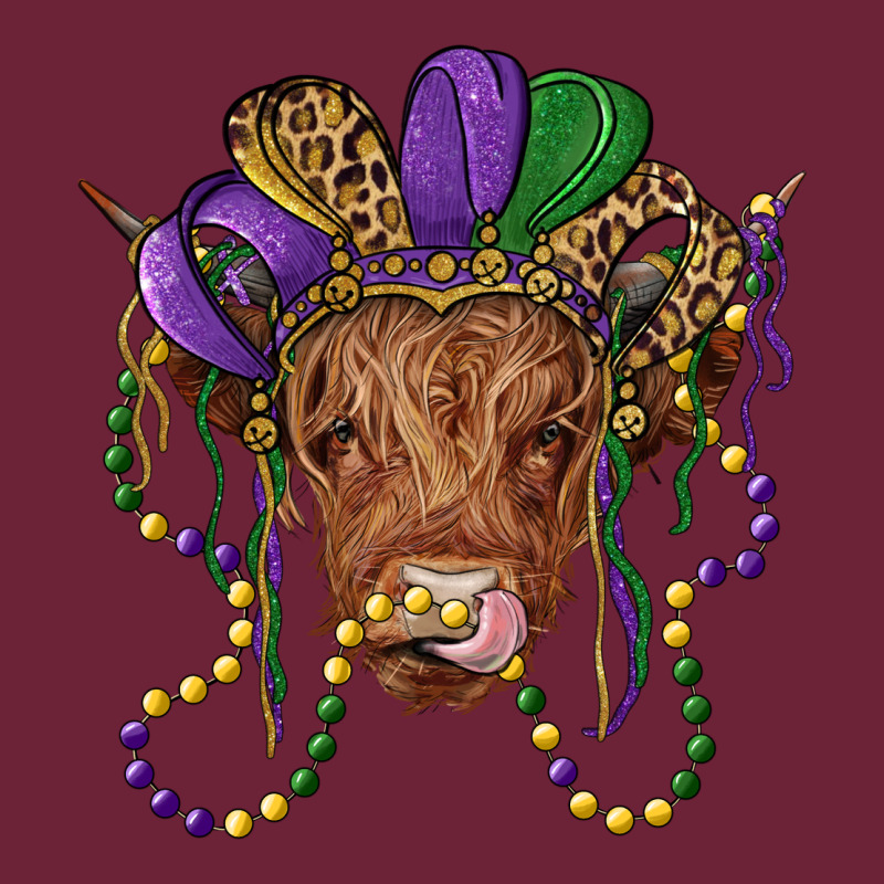 Highland Cow With Mardi Gras Hat Long Sleeve Tee by RanaPortraitStore | Teevron