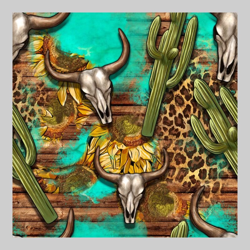 Western Bull Skull And Cactus Seamless Pattern Premium Sweatshirt by BundleAndBundleShop | Teevron
