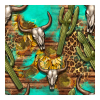 western bull skull and cactus seamless pattern | Teevron