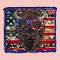Bison With American Flag Urban Heavy Tee | Teevron