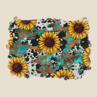 Western Sunflowers Turquoise Cowhide Background Urban Heavy Tee | Teevron