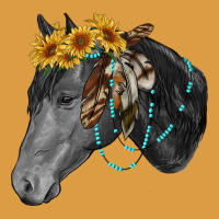 Black And White Western Horse Urban Heavy Tee | Teevron