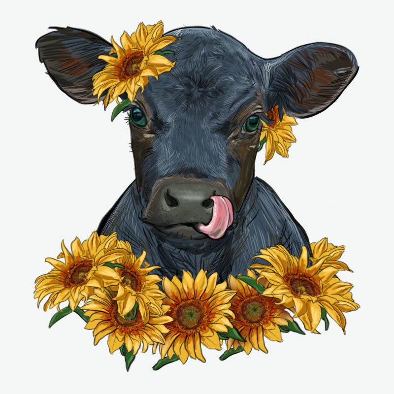 Black Angus Calf With Sunflowers Urban Heavy Tee by RanaPortraitStore | Teevron