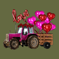 Valentine's Day Pink Tractor With Pin Heart Balloons Long Sleeve Tee | Teevron