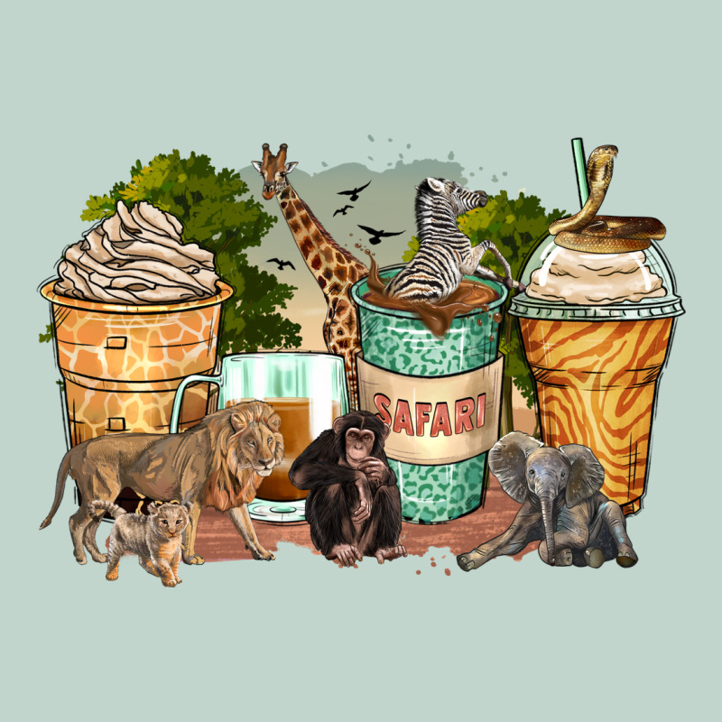 Safari Animals Coffee Cups Zipper Hoodie by Zillion Design Studio | Teevron