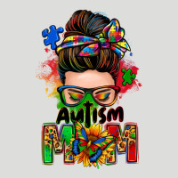 Autism Mom Messy Bun Zipper Hoodie | Teevron