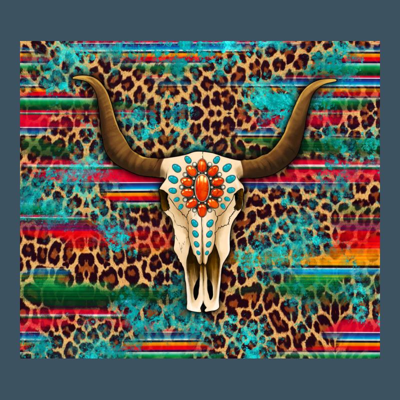 Western Serape Leopard Bull Skull Turquoise Urban Heavy Tee by Artiststas | Teevron