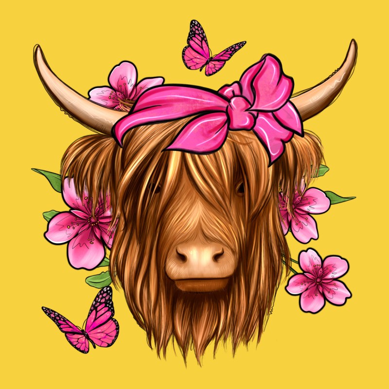 Floral Pink Bandana Longhaired Cow Premium Sweatshirt by Jasminsmagicworld | Teevron