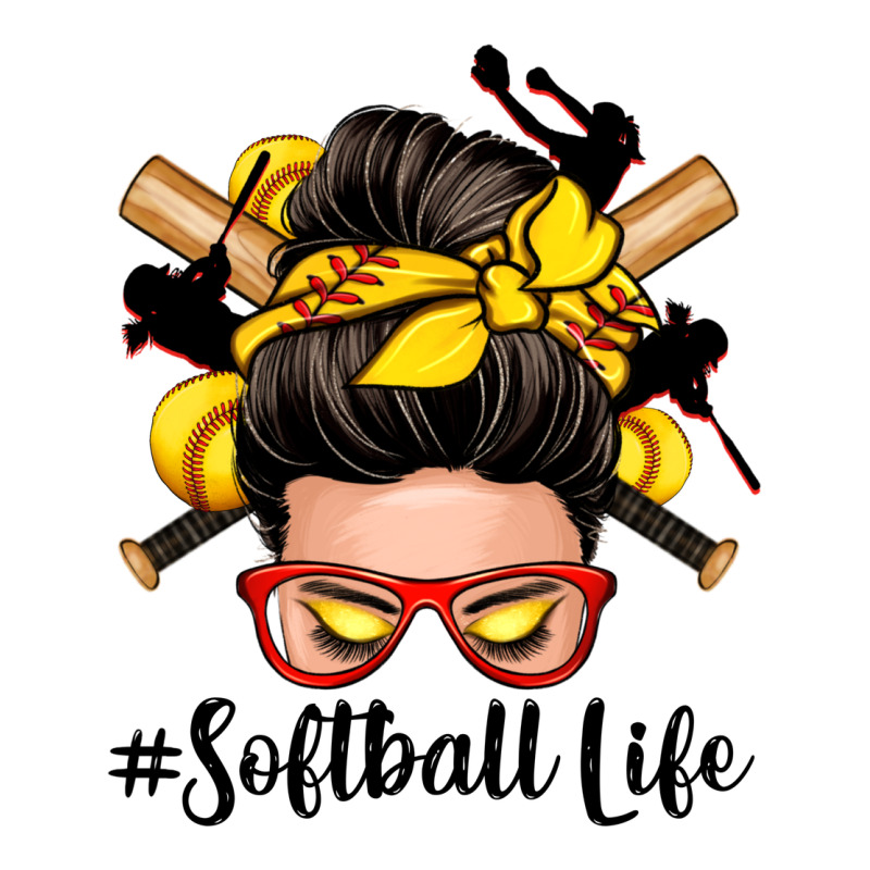 Softball Life Messy Bun Zipper Hoodie by Zillion Design Studio | Teevron