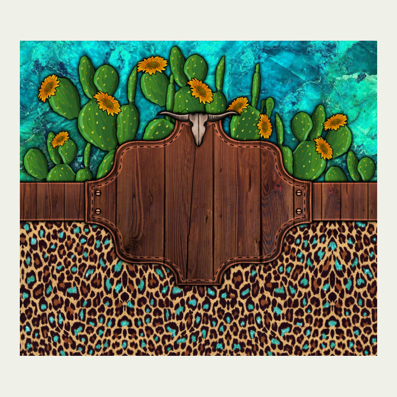 Custom Cactus And Sunflowers Leopard Turquoise Urban Heavy Tee by Artiststas | Teevron