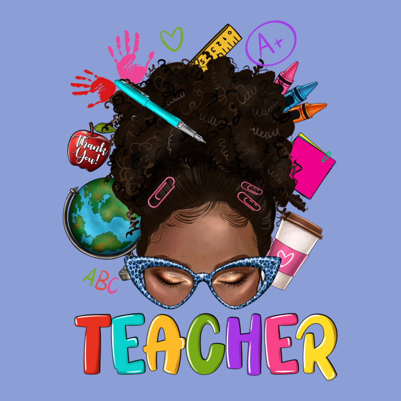 Teacher Afro Messy Bun Long Sleeve Tee by texasbilliewilder | Teevron