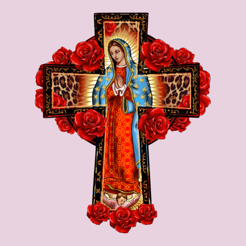 Lady Of Guadalupe Rose Cross, Ladies Tee by BarkalooDesign | Teevron