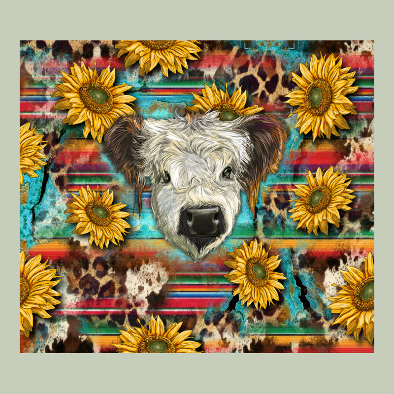 White Scottish Calf And Sunflowers Ladies Tee by BarkalooDesign | Teevron