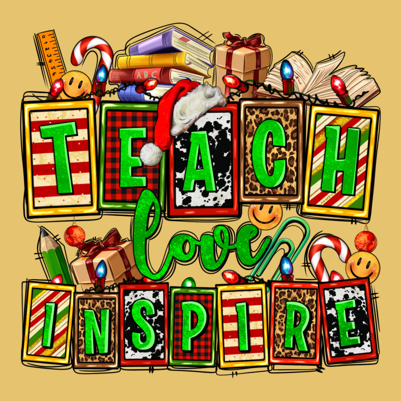 Teach Love Inspire With Christmas And Teacher Elements Premium Sweatshirt by AdoDesignShop | Teevron