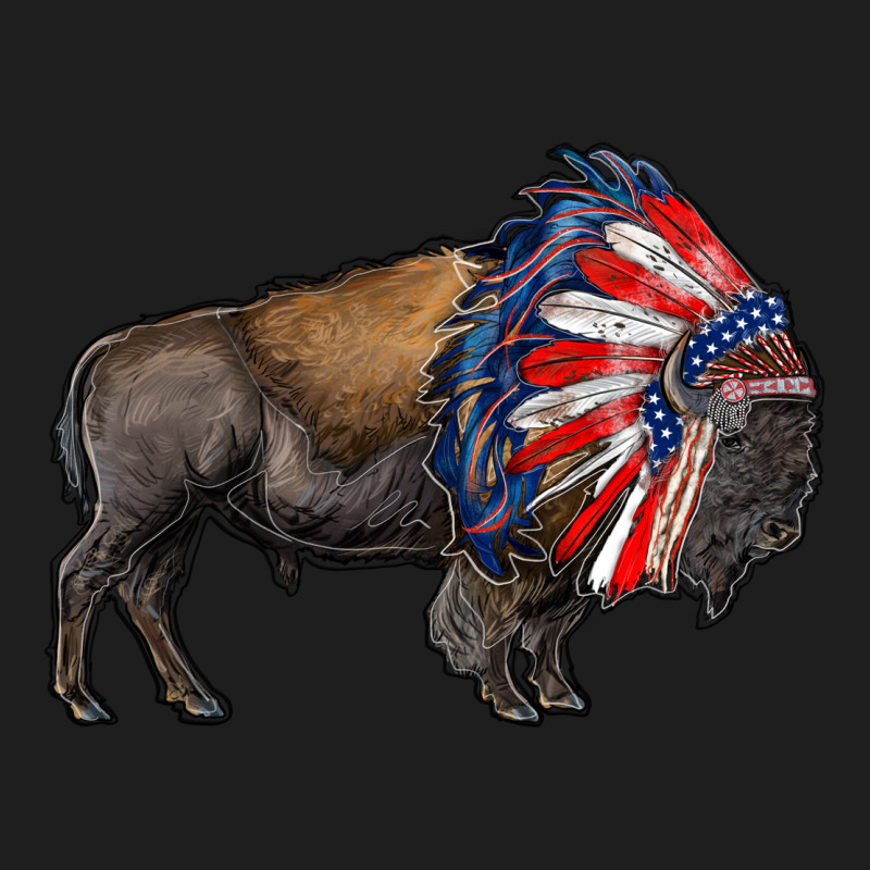 American Bison With Indian Headdress Classic Tee by RanaPortraitStore | Teevron