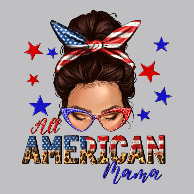 All American Mama Messy Bun Long Sleeve Tee by texasbilliewilder | Teevron