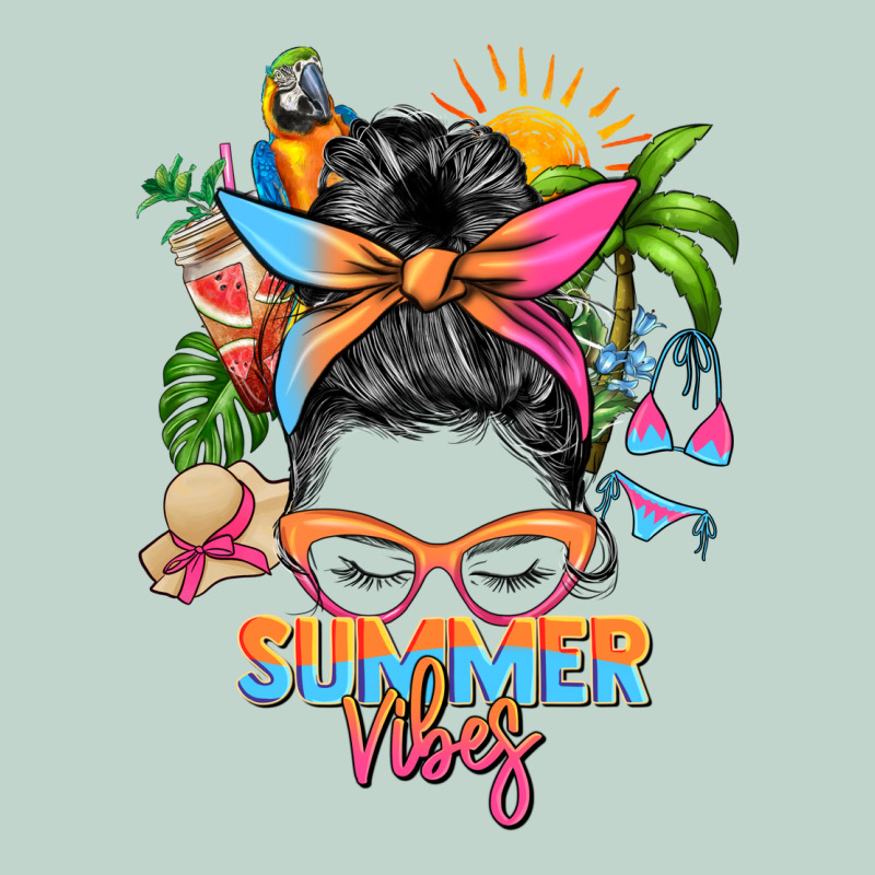 Summer Vibes Messy Bun Zipper Hoodie by Zillion Design Studio | Teevron