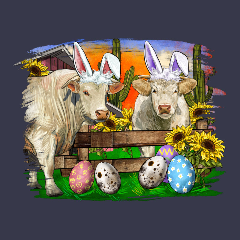 Easter Farm Cows Bunny Ears And Eggs Long Sleeve Tee by RanaPortraitStore | Teevron
