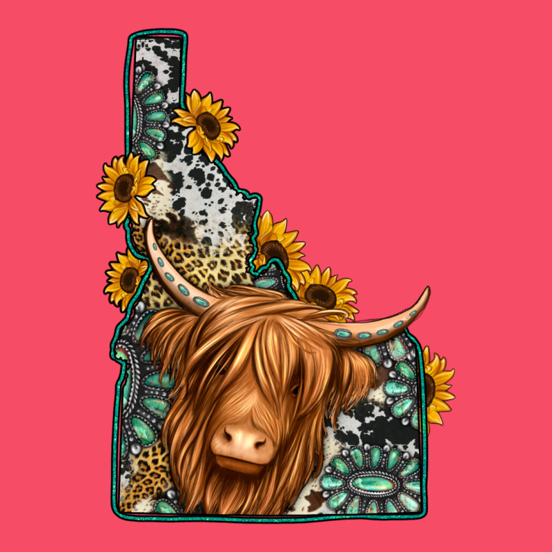 Idaho Map Long Haired Cow Premium Sweatshirt by Jasminsmagicworld | Teevron