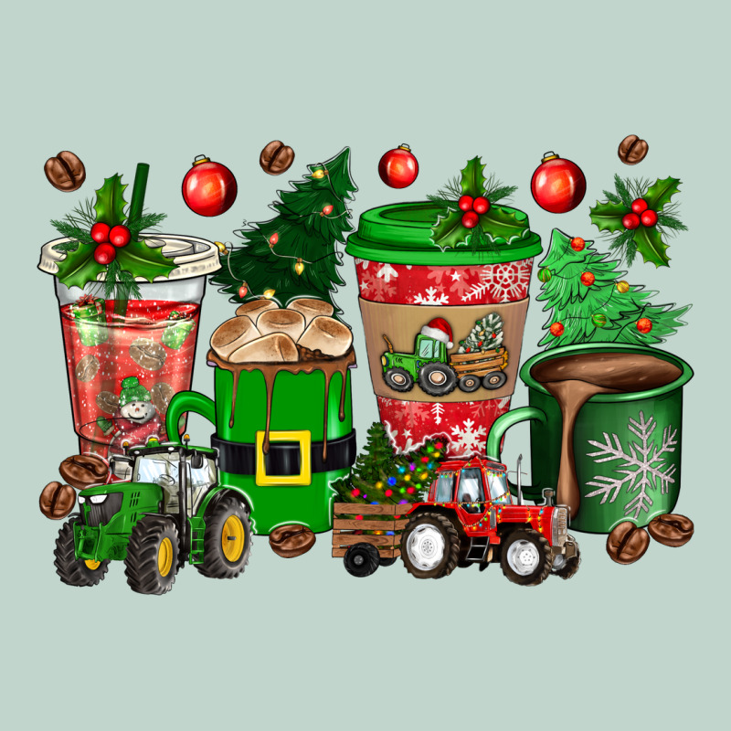Christmas Tractor Coffee Cups Zipper Hoodie by texasbilliewilder | Teevron