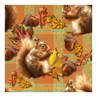 fall squirrel and plaid seamless | Teevron