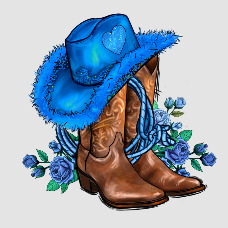 Valentines Day Blue Boots Cowgirl Hat And Roses Premium Sweatshirt by AdoDesignShop | Teevron