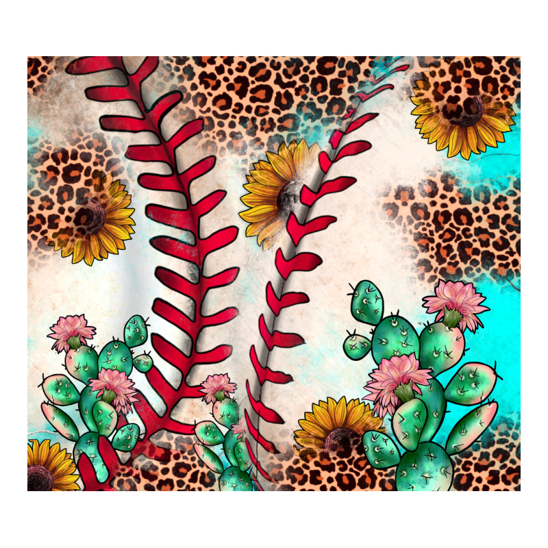 Baseball Leopard Turquoise Cactus Sunflower Heavyweight Hoodie by JahusDesignShop | Teevron