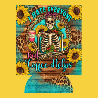 I Hate Everyone But Coffee Helps Western Skeleton Coffee Sunflowers 12 Premium Sweatshirt | Teevron