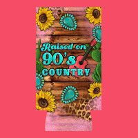 Raised 90's Country Guitar Cactus Sunflower's 12 Oz Can Cooler  (slim) Premium Sweatshirt | Teevron