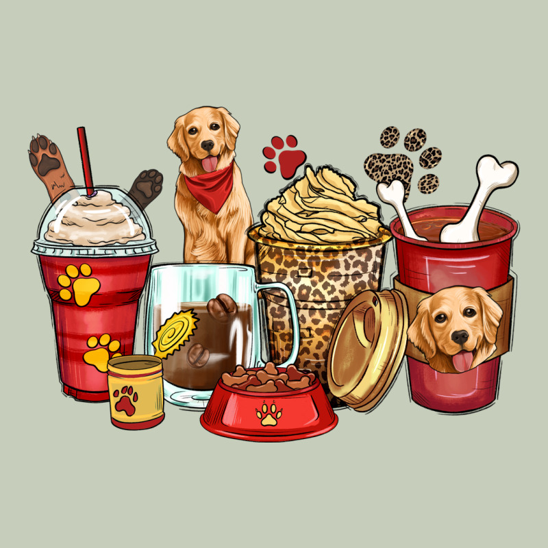 Golden Retriever Coffee Cups Long Sleeve Tee by Zillion Design Studio | Teevron