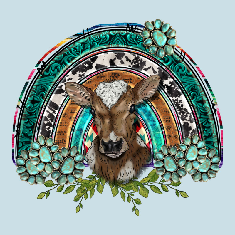 Turquoise Gemstones Brown Baby Cow  Rainbow Ladies Tee by BarkalooDesign | Teevron