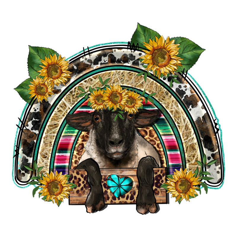 Suffolk Ewe Front Sunflowers Rainbow Ladies Tee by BarkalooDesign | Teevron
