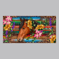 Brown Horse With Flowers And Leopard Long Sleeve Tee | Teevron