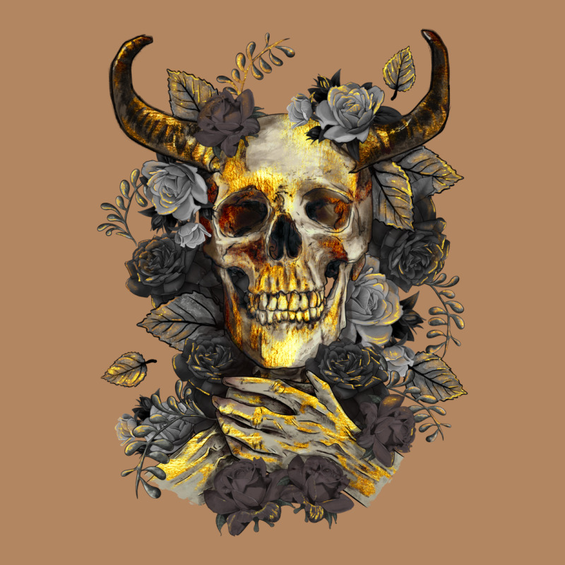 Bull Human Skull With Gold Roses Long Sleeve Tee by RanaPortraitStore | Teevron