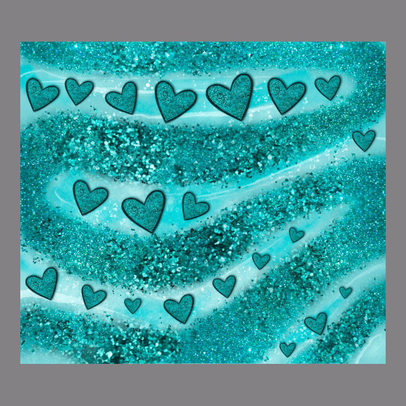 Turquoise Glitter Heart Heavyweight Hoodie by JahusDesignShop | Teevron