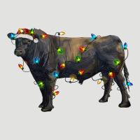 Christmas Black Angus Bull With Christmas Lights Classic Tee | Teevron