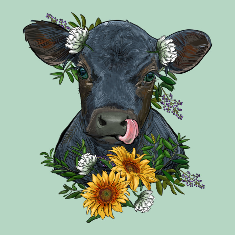 Baby Cow Black Angus Calf With Flowers Classic Tee by RanaPortraitStore | Teevron