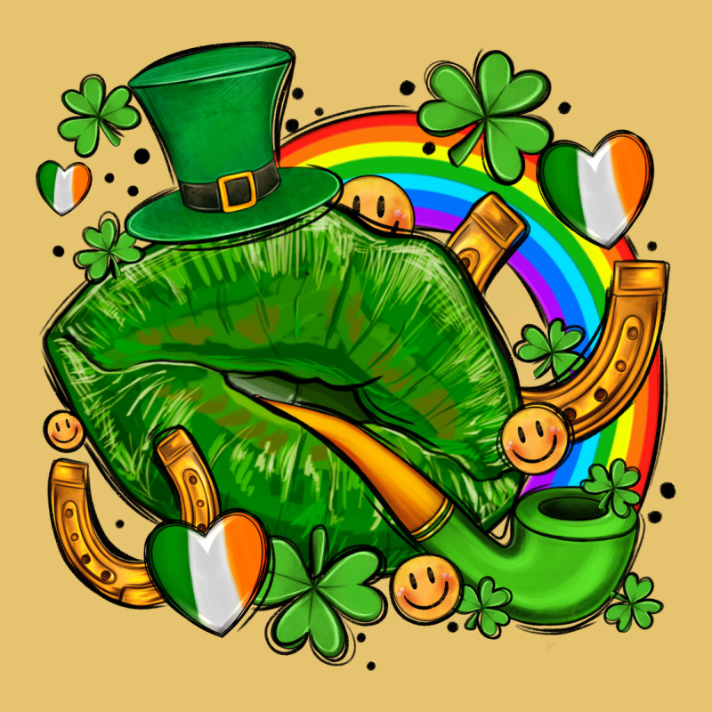St Patricks Lips With Horseshoe Rainbow And Shamrocks Premium Sweatshirt by AdoDesignShop | Teevron