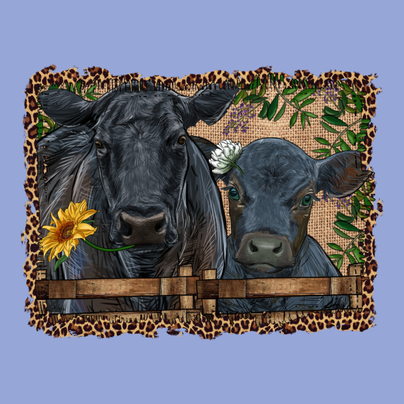 Western Black Angus Cattle And Calf With Leopard Classic Tee by RanaPortraitStore | Teevron