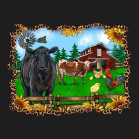 Western Barnyard Black Angus Cattle Longhorn Rooster And Chicks Classic Tee | Teevron