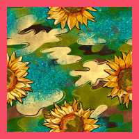 Camouflage Turquoise Glitter Sunflowers Seamless Pattern Premium Sweatshirt | Teevron
