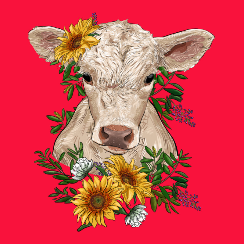 Charolais Calf With Sunflowers Classic Tee by RanaPortraitStore | Teevron