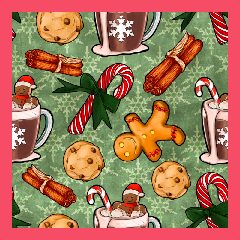 Christmas Hot Chocolate And Cookies Seamless Pattern Premium Sweatshirt by BundleAndBundleShop | Teevron