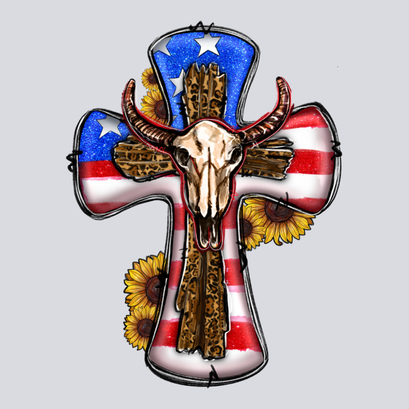 American Flag Cross Cow Skull Sunflowers Zipper Hoodie by RanaPortraitStore | Teevron